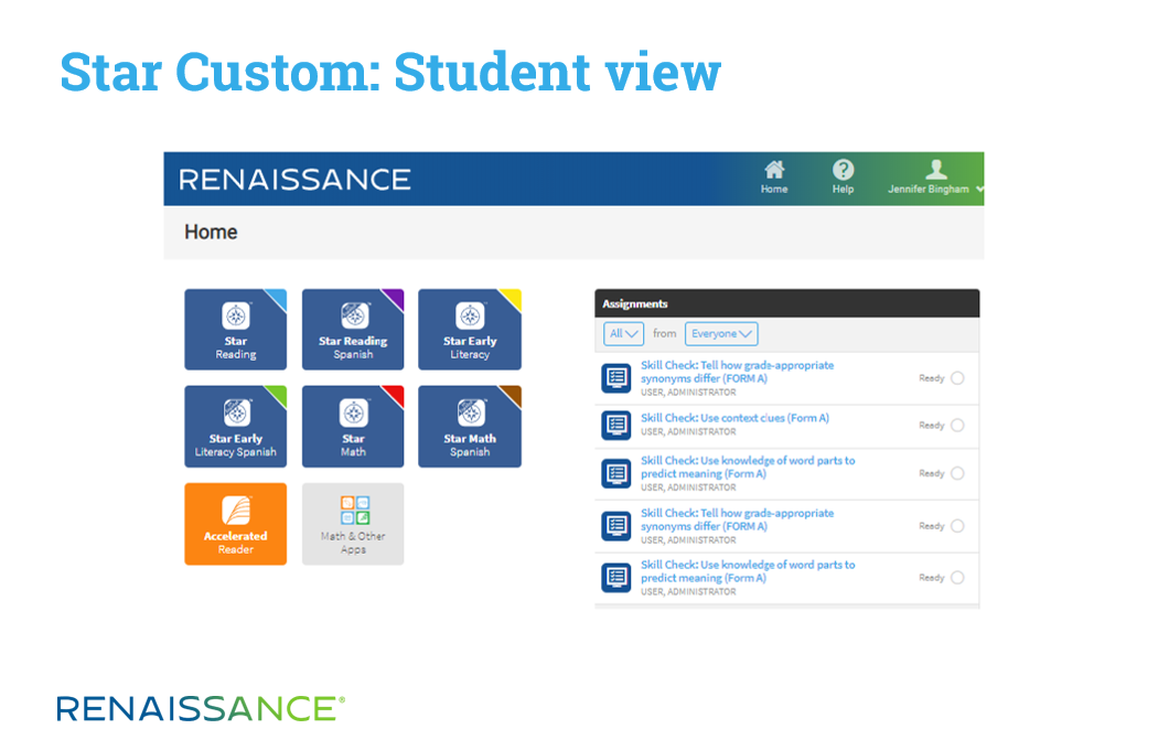 Star Custom student interface