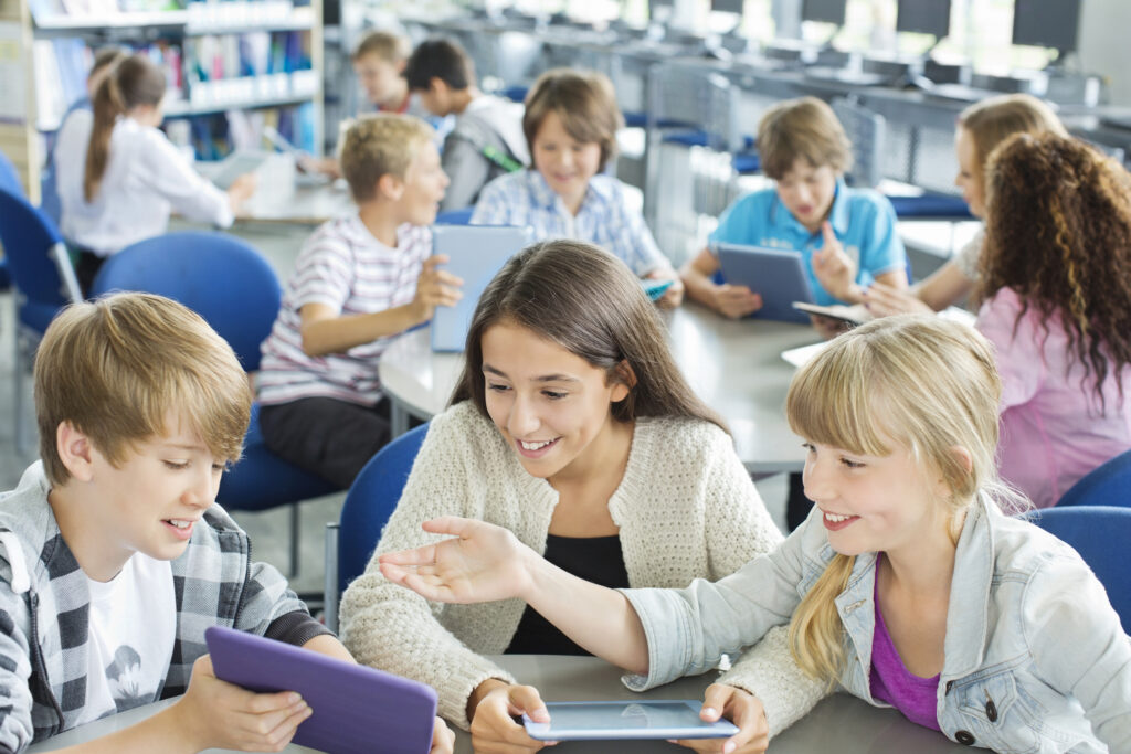 students working in a group