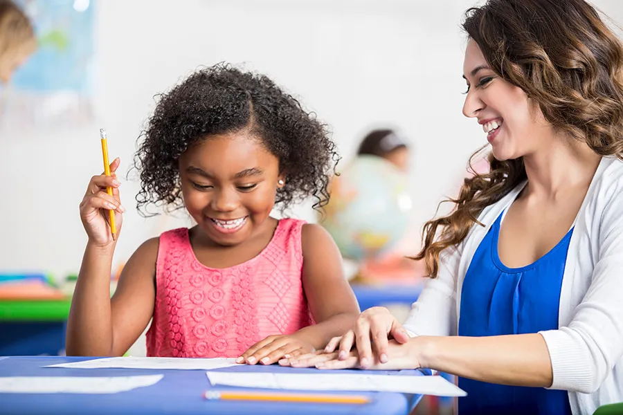 A female student and her teacher