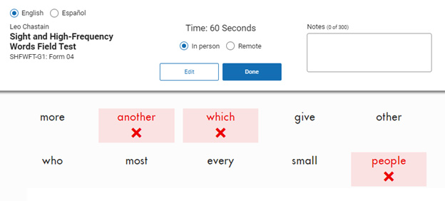 Star CBM sight and high frequency words measure