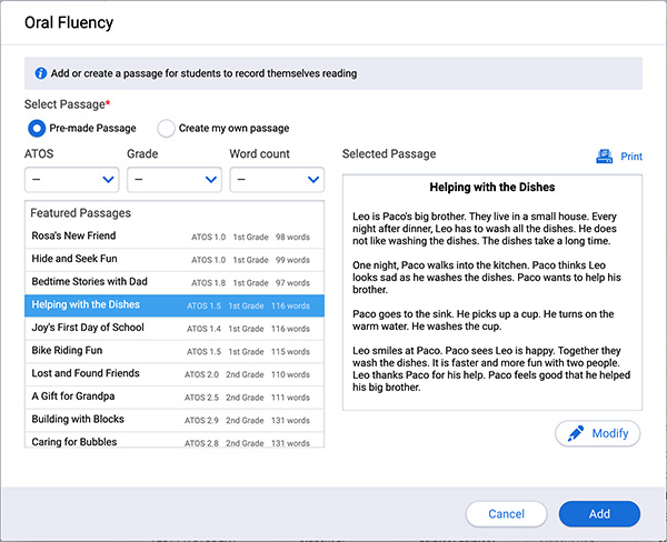 Choose from 30 pre-made passages or create your own 