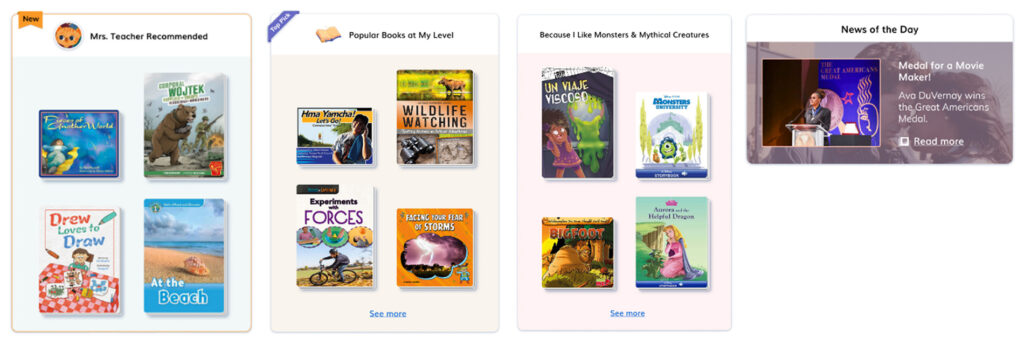 Renaissance myOn teacher recommended reading clusters screenshot