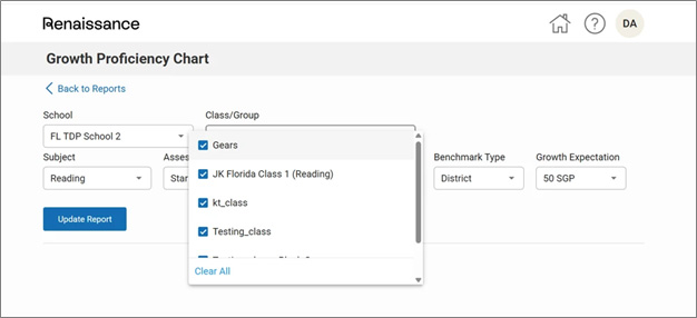 A screenshot of the Star Assessments Growth Proficiency Chart